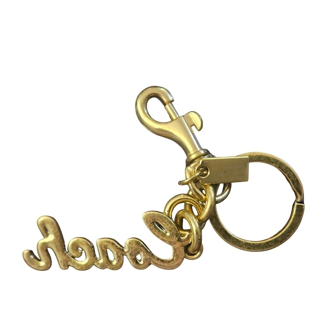 Coach Script Logo Ombre Rhinestone Bag Charm Gold Tone Keychain Accessory View 3
